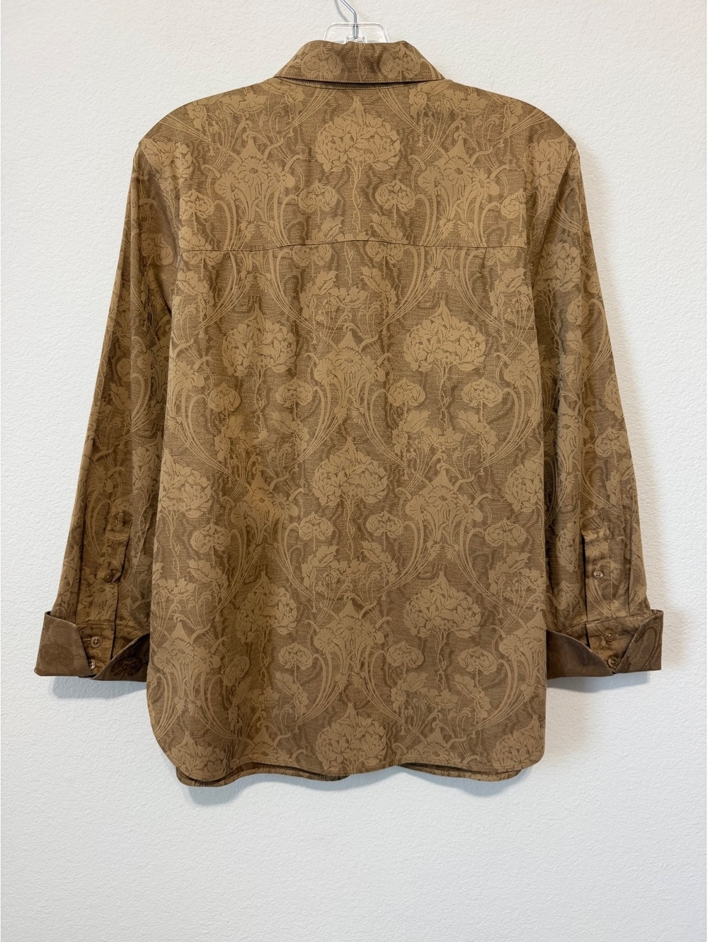 Chico's 3/4 Sleeve Button Up Floral Textured Gold/Brown No-Iron Shirt Size 1 (8) - Picture 2 of 8